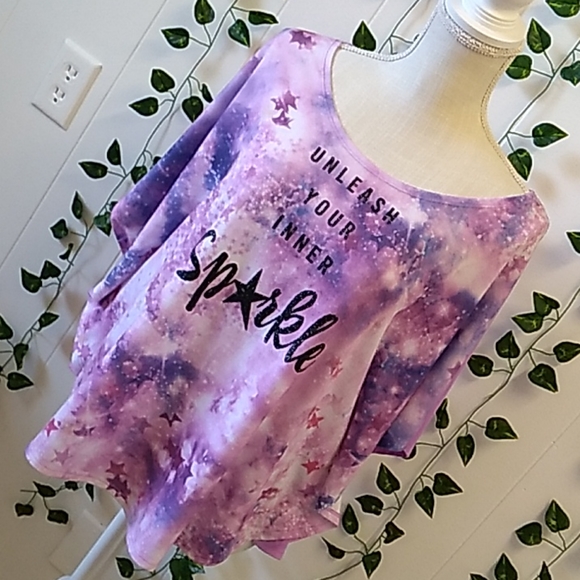 JUSTICE GIRLS 18/20 SPARKLE BATWING TOP - Picture 3 of 10